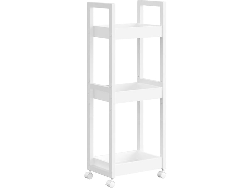  Chariot de rangement étagère mince salle de bain gain de place 20 x 30 x 80 cm en mdf blanc 12_0011436  - Conforama A