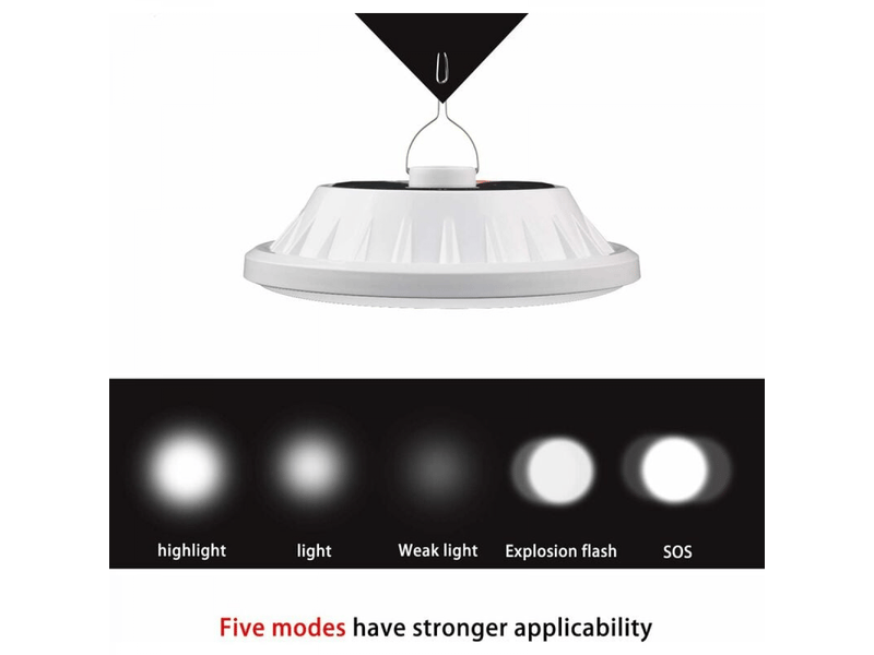 Lanterne de camping solaire 120 led avec télécommande, batterie rechargeable usb, lampe de camp à gradation, portable, étanche ipx7, blanc - Conforama D