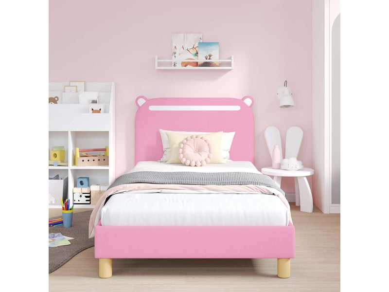  Cadre de lit pour enfants - lit jeune avec tête de lit rose 80 x 200 cm  - Conforama C