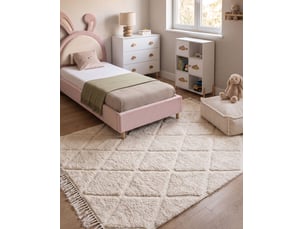 Tapis enfant xeldem beige clair 160 x 230 cm coton