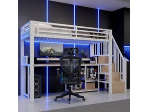 Lit mezzanine 90x200 cm <strong>MODENUIT </strong>  <strong></strong> coloris blanc