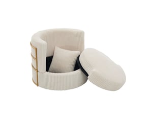 Fauteuil fixe pivotant HAVRYA Velours côtelé beige vendu A l'unité