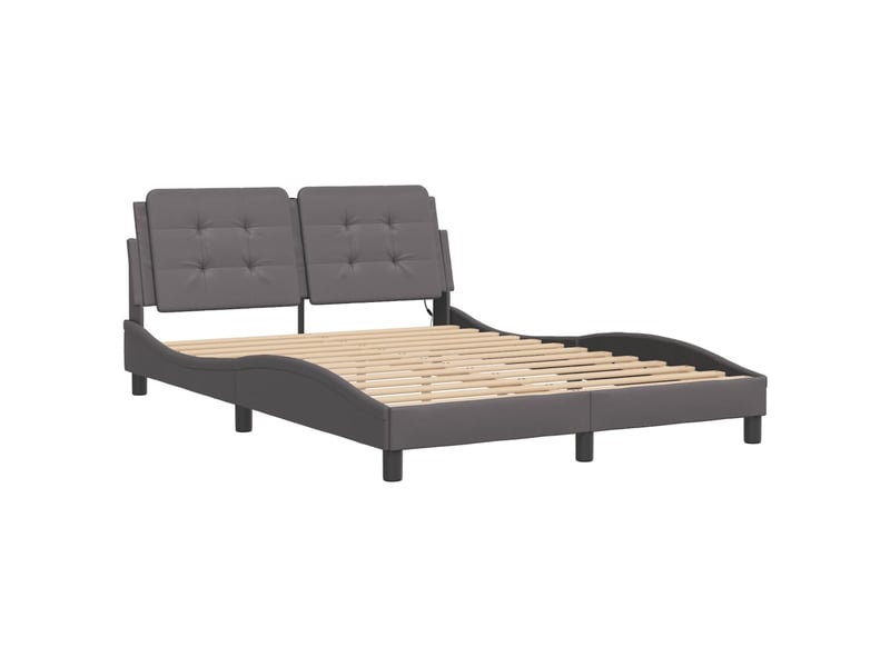 Lit double- lit adulte - cadre de lit avec led sans matelas zadar gris 140x200 cm - Conforama B