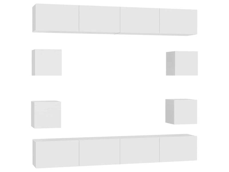  Ensemble de meubles tv - banc tv - meuble de rangement 8 pcs blanc bois d'ingénierie  - Conforama A