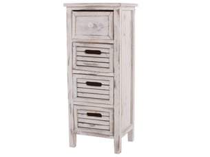 Commode, table d'appoint, armoire, 4 tiroirs, 30x25x74cm, shabby, vintage - blanc