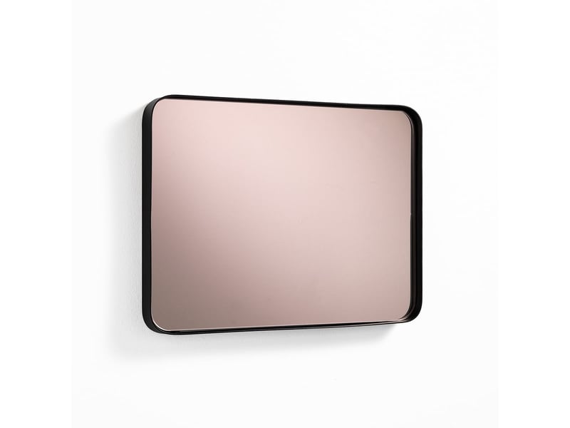 Miroir mural rectangulaire rose gold avec cadre noir  - Conforama A