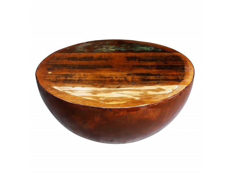  Table basse | table de salon forme de bol avec base en acier bois recyclé  - Conforama A