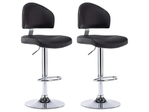 Lot de 2 tabouret de bar, chaise de bar noir similicuir shl32005
