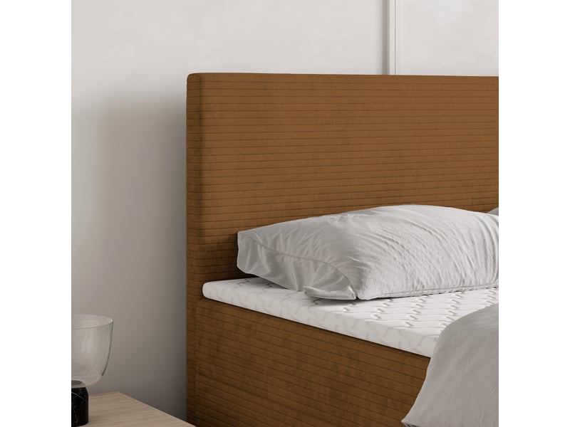  Boxspring nira 200x200 cm, lit complet avec matelas, cuivré  - Conforama D