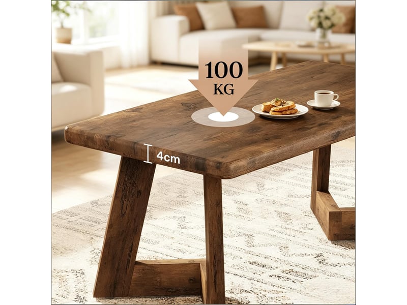 Table basse rectangulaire pour salon en panneaux de particules 120×60×51 cm marron rustique - Conforama C