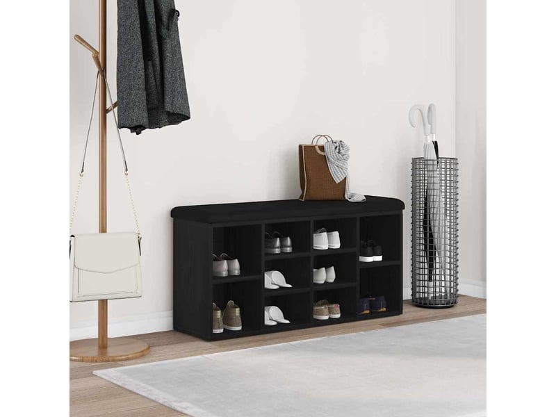 Banc à chaussures, banc de rangement chêne noir 102x32x50 cm bois d'ingénierie - Conforama B