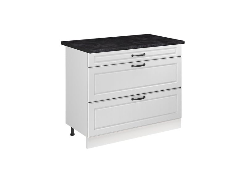  Vicco meuble cuisine, blanc campagneblanc, 100cm plan de travail anthracite  - Conforama A