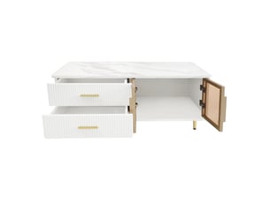 Table basse rectangulaire coloris blanc ATELIER CONFORTIEL  - 50 cmx100 cm