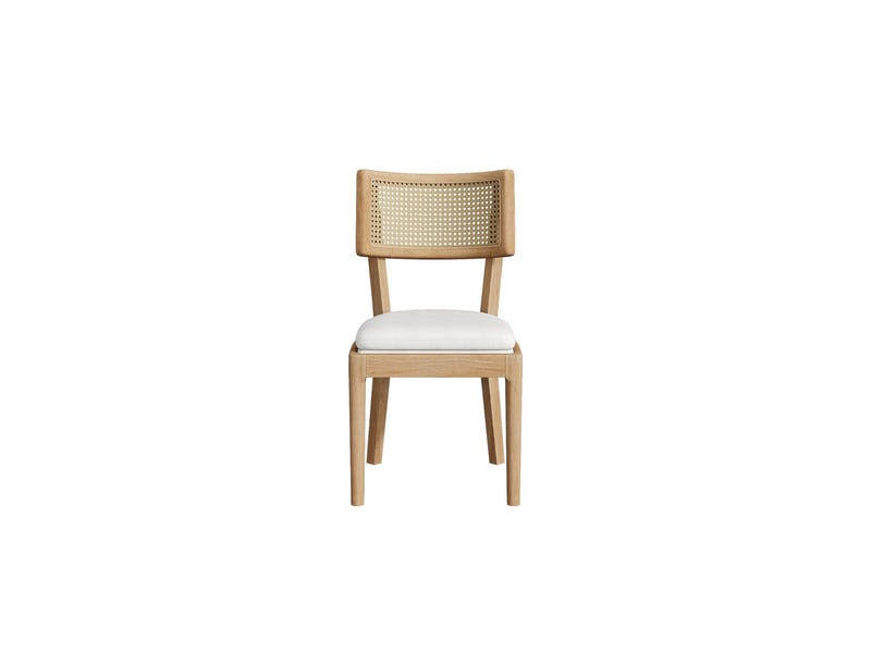  Lot de chaises 6 pièces en bois massif dossier en rotin lin respirant confort d'assise style moderne couleur bois  - Conforama A