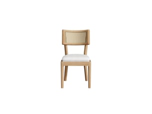 Lot de chaises 6 pièces en bois massif dossier en rotin lin respirant confort d'assise style moderne couleur bois