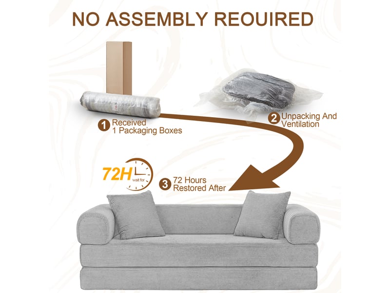 Canapé convertible 2 places modulable en lit 1 place - sans montage, sofa de sol en velours et mousse froide - taupe - Conforama E