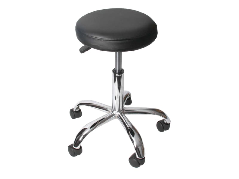  Lot de 2 tabourets de travail à roulettes réglables 55 à 66 cm similicuir noir acier chromé 04_0011590  - Conforama B
