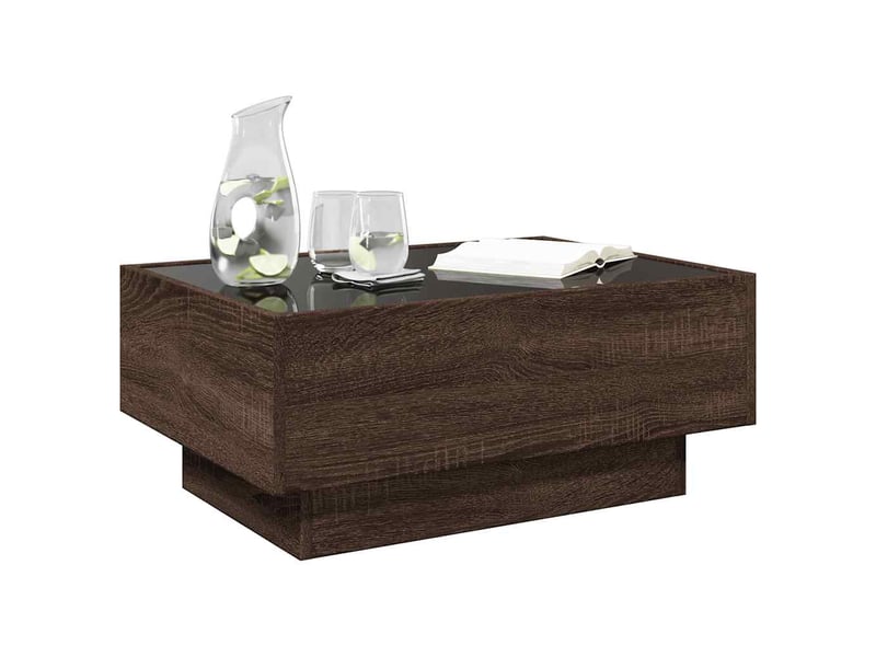 Table basse | table d'appoint salon avec led chêne marron 70x50x30 cm bois d'ingénierie - Conforama E