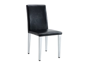 Lot de 6 chaises de salle à manger en pu noir, pieds en métal argenté, 41 x 47 x 90 cm