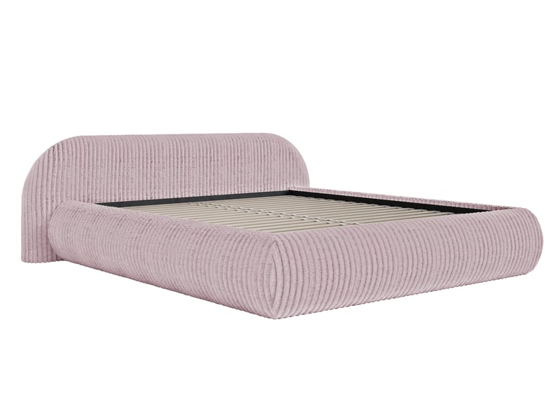  Selsey shels - lit rembourré - 200x200 cm - velours côtelé rose Shels Low - Conforama D