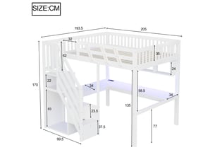 Lit mezzanine 140x200 cm <strong></strong>  <strong>blanc</strong> coloris blanc