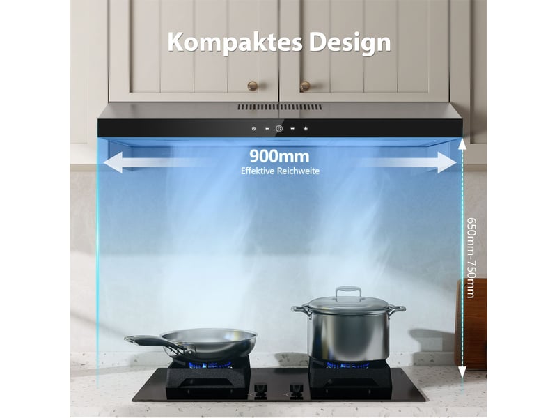 Hotte aspirante 90 cm sous meuble, recyclage et évacuation, éclairage led, 3 vitesses, débit 201 m³h, finition inox - Conforama W