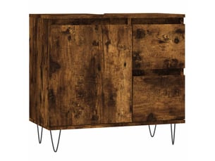 Amoire de salle de bain chêne fumé 65x33x60cm bois d'ingénierie shl4180