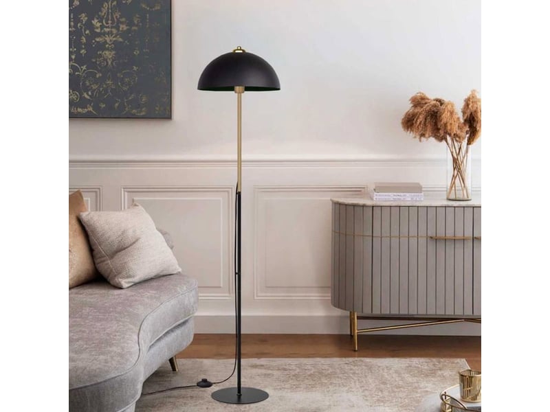  Lampadaire noir metal 147 cm abat-jour ovale pvc e27 780SGN4784 - Conforama B