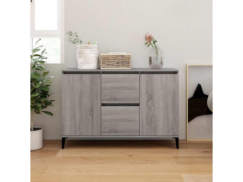  Buffet - bahut - meuble de rangement sonoma gris 102x35x70 cm bois d'ingénierie  - Conforama B