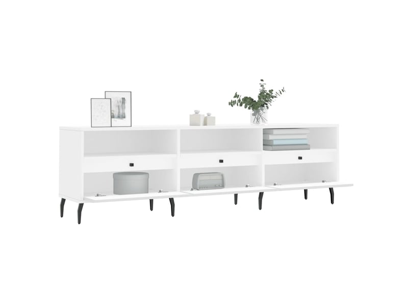  Meuble tv - banc tv - meuble de rangement blanc 150x30x44,5 cm bois d'ingénierie  - Conforama D
