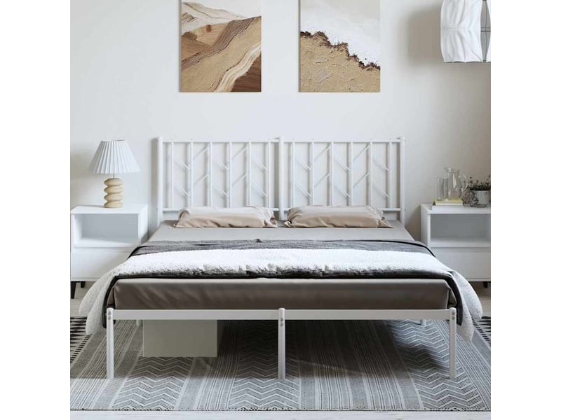  Lit double- lit adulte -  cadre de lit métal sans matelas et tête de lit blanc 150x200 cm  - Conforama B
