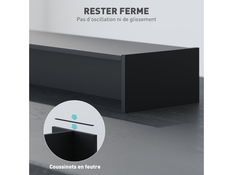  Rehausseur écran pc bureau support d'écran d'ordinateur de 100 cm support moniteur avec compartiments deux, noir  - Conforama W