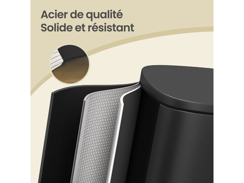  Poubelle de cuisine à pédale 42,5 x 31,8 x 65,7 cm anti-odeur avec fermeture douce design moderne en plastique noir 12_0013065  - Conforama B