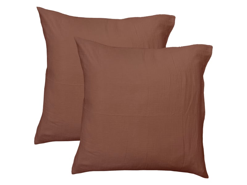 Parure de lit unie en coton taies carrées, gaze de coton 200x200+2x65x65cm  - Conforama D