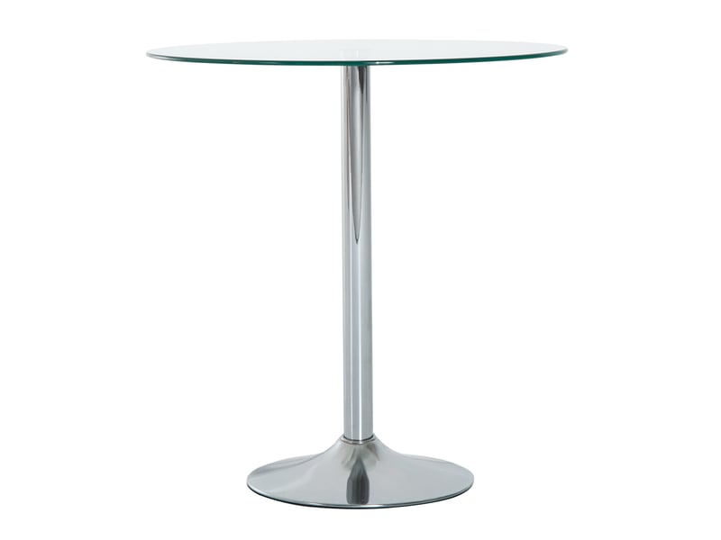  Table de salle à manger ronde pour 2 personnes, table de cuisine moderne avec plateau en verre trempé pour salon, argentée  - Conforama B