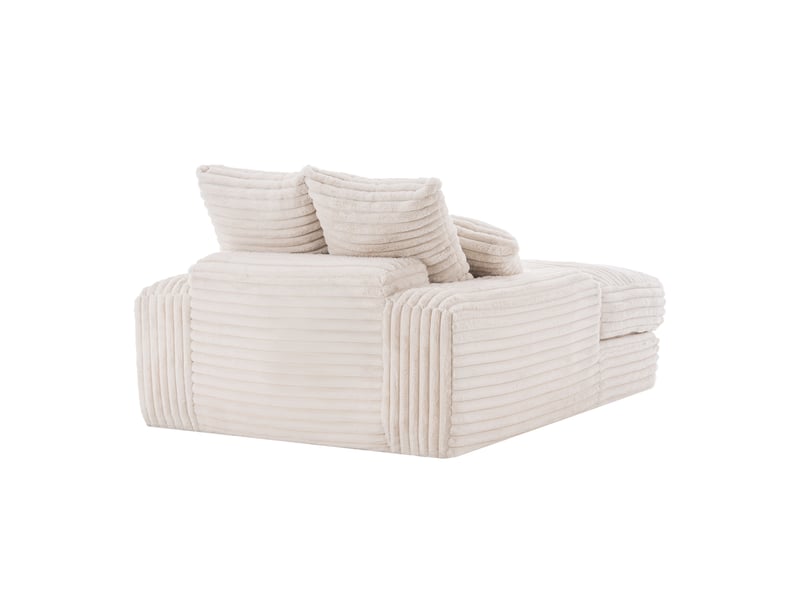  Canapé convertible 027 beige en velours côtelé, 4 coussins, multifonctionnel sans montage  - Conforama D
