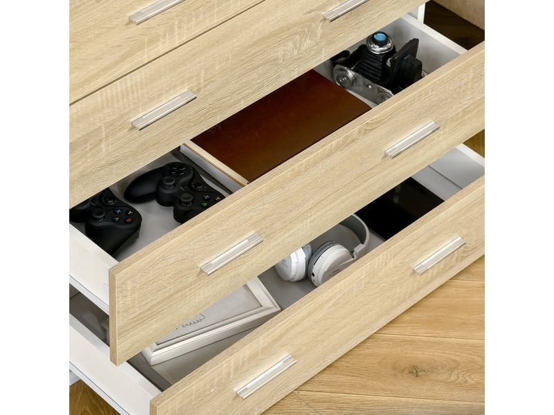  Commode meuble de rangement style contemporain 4 tiroirs 76 x 35 x 72 cm blanc et bois couleur  - Conforama D