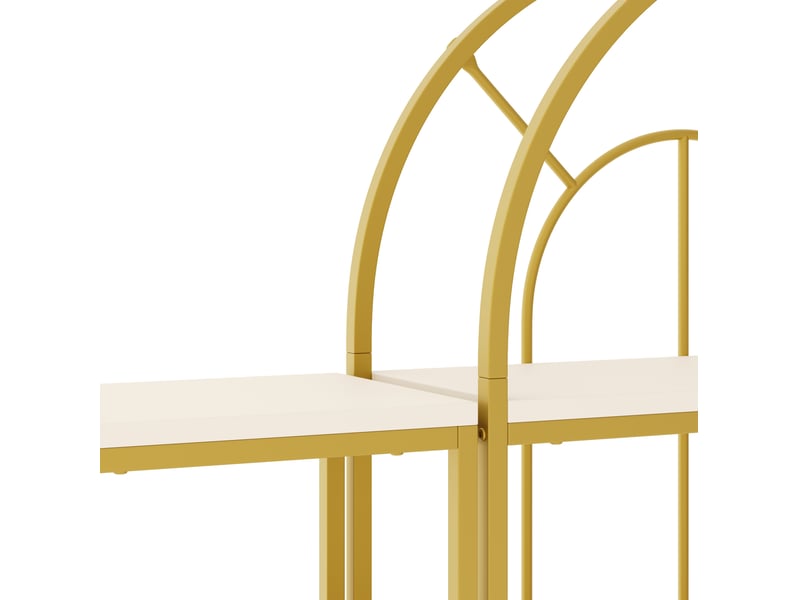  Bibliothèque modulable 163x30x184 cm doré et blanc, mdf et métal, 3 éléments avec design arqué  - Conforama E