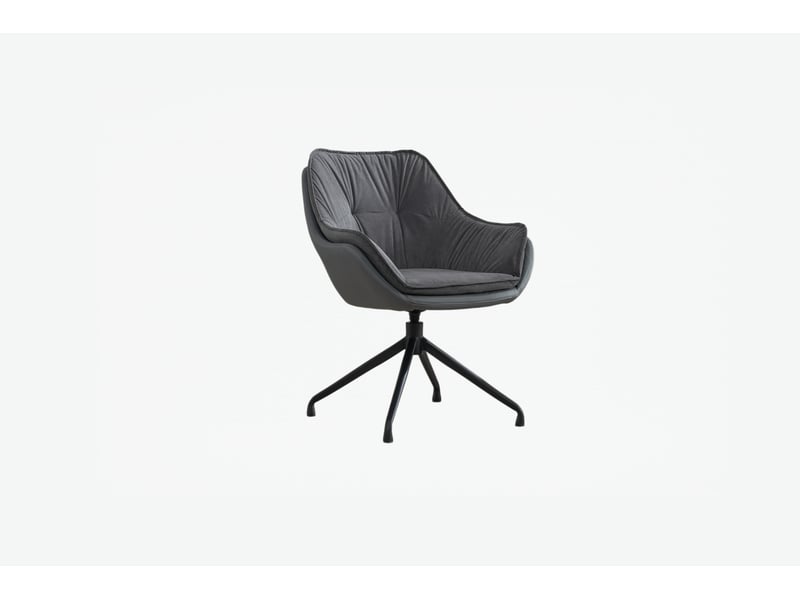 Fauteuil de bureau pivotant 360° avec retour automatique, assise ergonomique en simili cuir gris, 69×65×46 cm - Conforama E