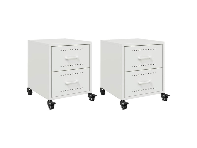  Vidaxl table chevet blanc acier 2 tiroirs table de nuit meuble rangement 36x39x43.5cm chambre  - Conforama A