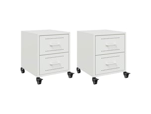 Vidaxl table chevet blanc acier 2 tiroirs table de nuit meuble rangement 36x39x43.5cm chambre