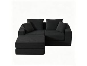 Canapé modulaire 3 places, sans structure rigide, antidérapant, confortable – 295.5x 96 x 80cm, noir