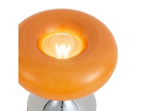 Lampe de table rétro chromée avec abat-jour en verre orange 31cm - glaze