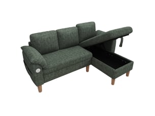 Canapé d'angle réversible fixe <strong>MODENVIE</strong> <strong></strong> 3 places Polyester vert avec coffre de rangement
