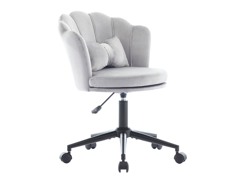  Chaise de bureau grise en velours, réglable en hauteur et pivotante  - Conforama A