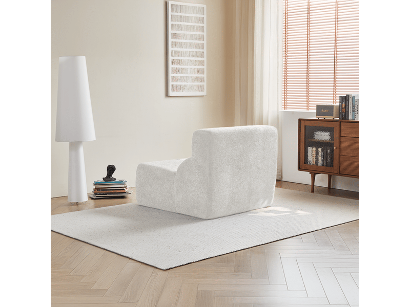  Fauteuil modenvie 1 place en velours blanc 94 x 110 x 79 cm sans pieds  - Conforama E