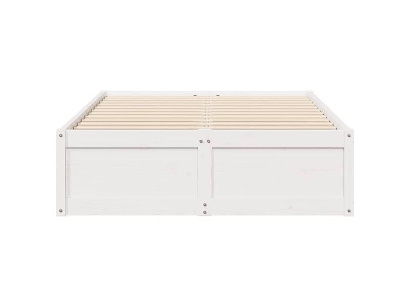  Lit double- lit adulte -  cadre de lit sans matelas blanc 135x190 cm bois de pin massif  - Conforama C