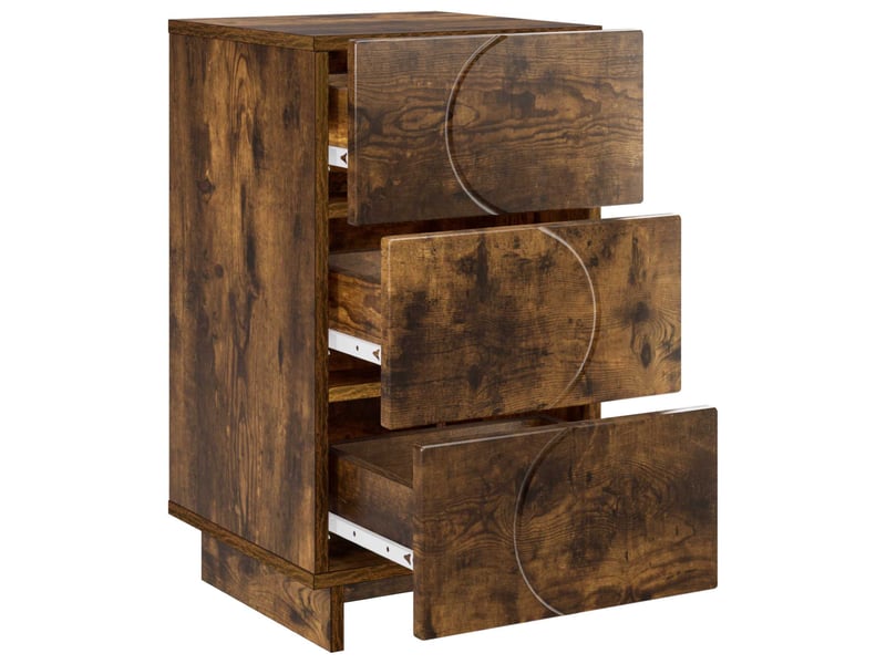 Table de chevet - cabinet de chevet - table de nuit 2 pièces chêne fumé 33,5 x 34,5 x 60 cm - Conforama B