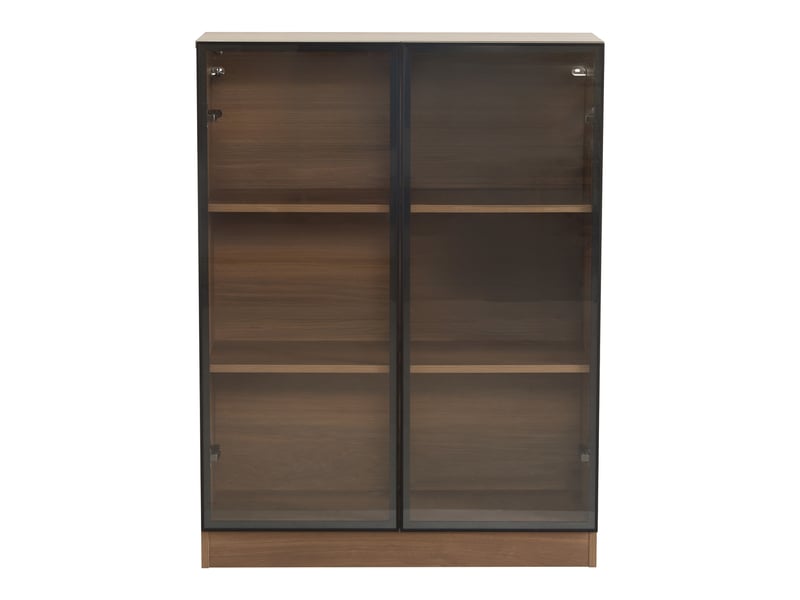  Vitrine oslo nature 80x32x106 cm, éclairage led, 3 étagères réglables, armoire en verre multifonctionnelle  - Conforama A
