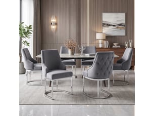Lot de 2 chaises de salle à manger,59x55x89 cm,velours,gris et argenté